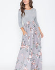 Quarter Sleeve Floral Maxi Dress