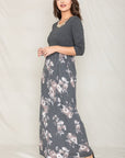 Quarter Sleeve Floral Maxi Dress