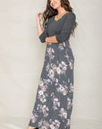 Quarter Sleeve Floral Maxi Dress