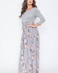 Quarter Sleeve Floral Maxi Dress