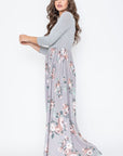 Quarter Sleeve Floral Maxi Dress