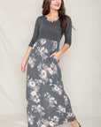 Quarter Sleeve Floral Maxi Dress