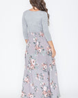 Quarter Sleeve Floral Maxi Dress