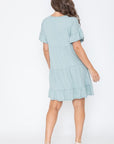 PLUS Solid Ruffle Triple Tiered Midi Dress