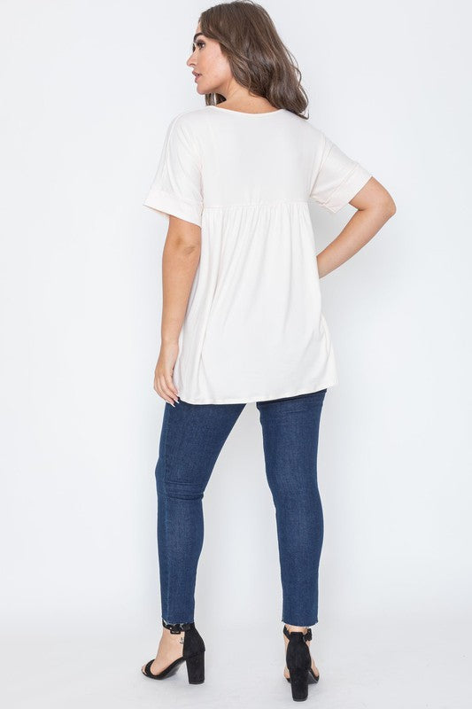 Solid V Neck Yoke Tunic