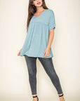 Solid V Neck Yoke Tunic