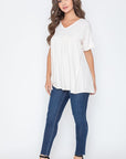 Solid V Neck Yoke Tunic