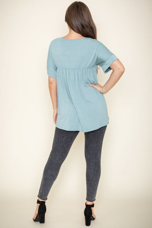 Solid V Neck Yoke Tunic