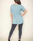 Solid V Neck Yoke Tunic