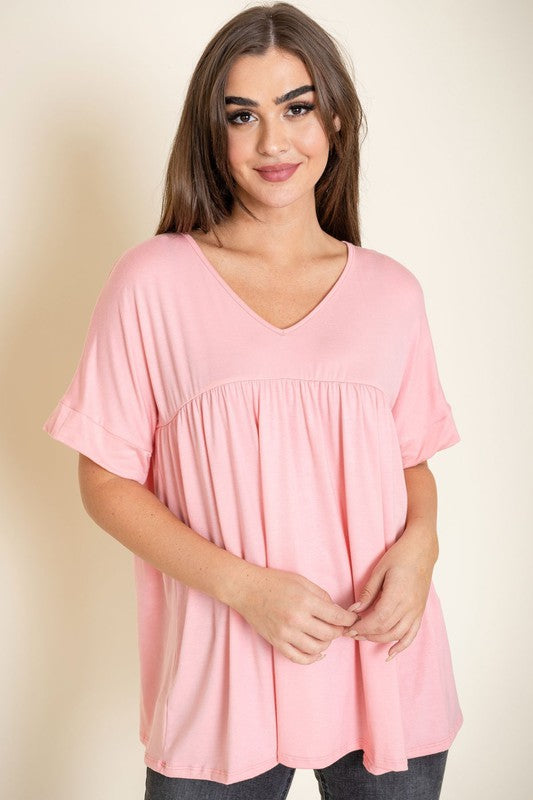 Solid V Neck Yoke Tunic