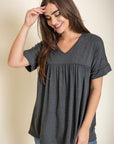 Solid V Neck Yoke Tunic