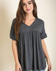 Solid V Neck Yoke Tunic