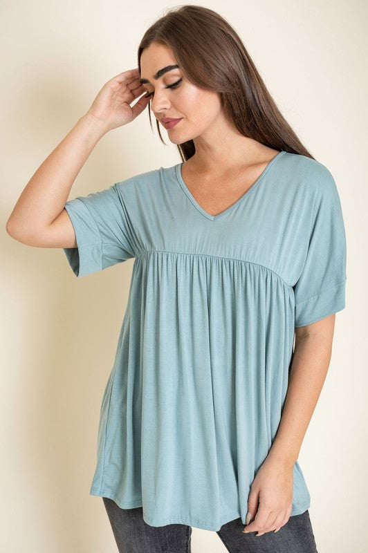 Solid V Neck Yoke Tunic