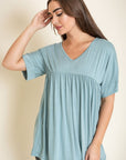 Solid V Neck Yoke Tunic