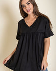 Solid V Neck Yoke Tunic