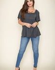 Solid Square Neck Babydoll Tunic