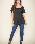 Solid Square Neck Babydoll Tunic