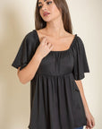 Solid Square Neck Babydoll Tunic