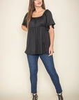 Solid Square Neck Babydoll Tunic