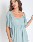 Solid Square Neck Babydoll Tunic