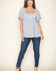 Solid Square Neck Babydoll Tunic