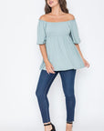 Solid Square Neck Babydoll Tunic