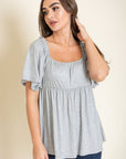 Solid Square Neck Babydoll Tunic