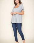 Solid Square Neck Babydoll Tunic