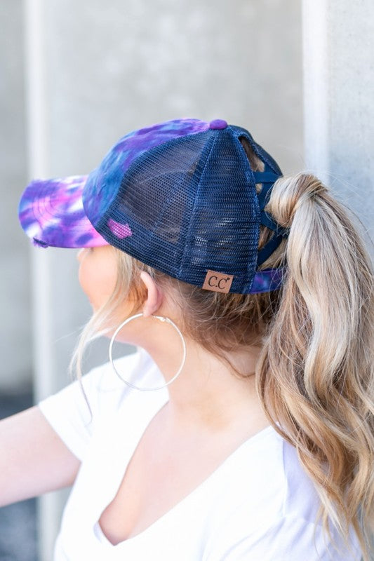 CC Tie Dye Criss-Cross Ponytail Cap Hat