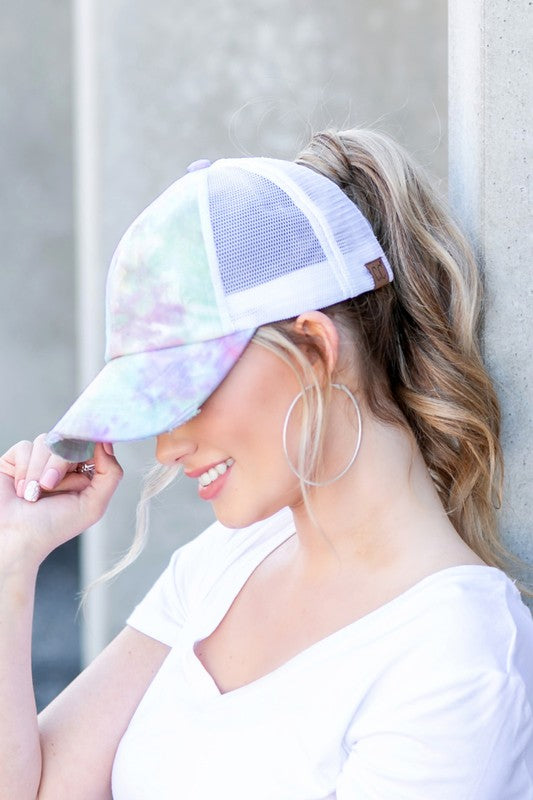 CC Tie Dye Criss-Cross Ponytail Cap Hat