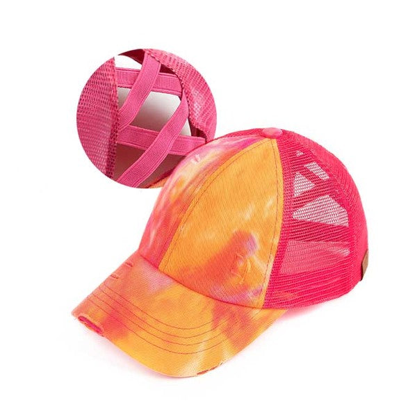 CC Tie Dye Criss-Cross Ponytail Cap Hat
