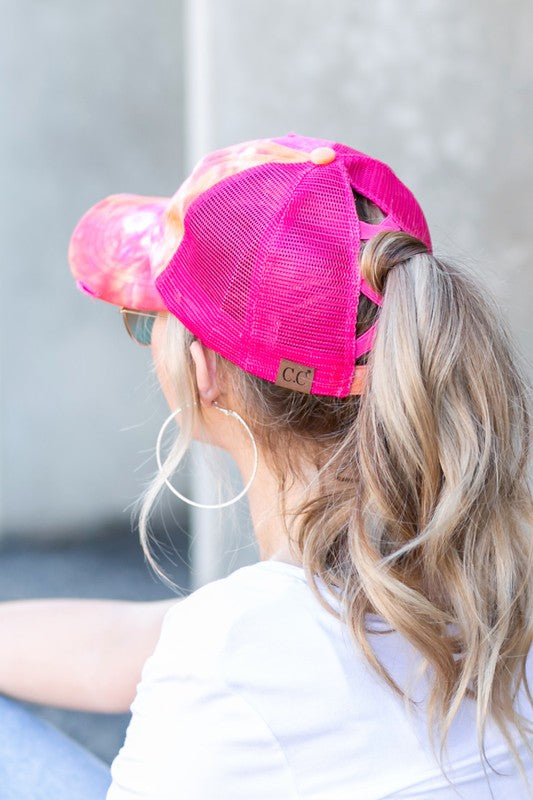 CC Tie Dye Criss-Cross Ponytail Cap Hat