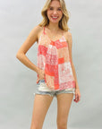 Renee C. Bandana Print V neck Sleeveless Top