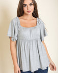 Solid Square Neck Babydoll Tunic