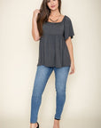 Solid Square Neck Babydoll Tunic