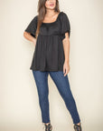 Solid Square Neck Babydoll Tunic