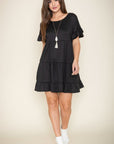 Plus Solid Ruffle Triple Tiered Midi Dress