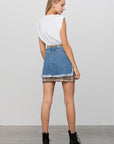 Insane Gene Plaid Checker Denim Mini Skirt