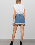 Insane Gene Plaid Checker Denim Mini Skirt