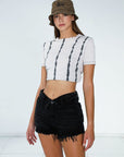 Insane Gene High Rise Black Ribbon Shorts