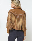 Faux Leather Moto Fringe Jacket - Online Only