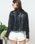 Faux Leather Moto Fringe Jacket - Online Only
