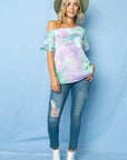 e Luna Tie Dye Thermal One Shoulder Short Sleeve Top