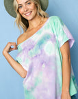 e Luna Tie Dye Thermal One Shoulder Short Sleeve Top