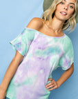 e Luna Tie Dye Thermal One Shoulder Short Sleeve Top