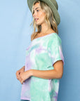 e Luna Tie Dye Thermal One Shoulder Short Sleeve Top