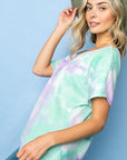 e Luna Tie Dye Thermal One Shoulder Short Sleeve Top