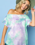 e Luna Tie Dye Thermal One Shoulder Short Sleeve Top