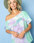 e Luna Tie Dye Thermal One Shoulder Short Sleeve Top