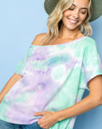 e Luna Tie Dye Thermal One Shoulder Short Sleeve Top